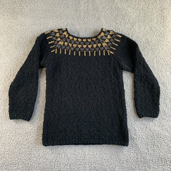 Vintage Liz Claiborne Sweater‎ Womens Medium Silk Ramie Chunky Knit Metallic NEW - Picture 1 of 12